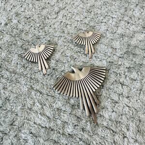 Vintage 1988 JJ Jonette Soaring Phoenix Thunderbird Pin & Earrings Silver